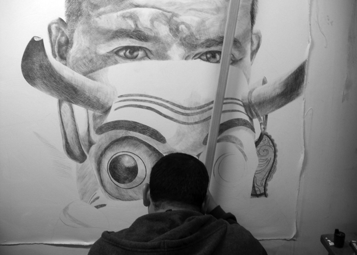 Alejandre working in Studio