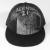 Agenda 21, acrylic painting on canvas & mesh trucker cap with adjustable back.